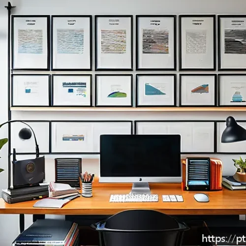 Home 30 번역사 업무에서의 어려움 극복 방법 - A professional translation workspace featuring a modern desk with dual monitors displaying CAT tools...